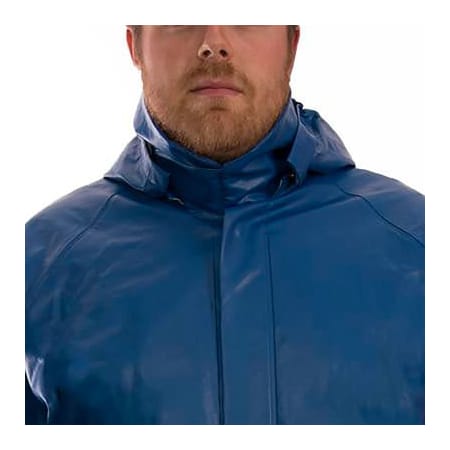 Tingley Eclipse Tri-Hazard Protection Jacket, Size Men's Medium, Storm Fly Front, Hood Snaps, Blue J44241.MD